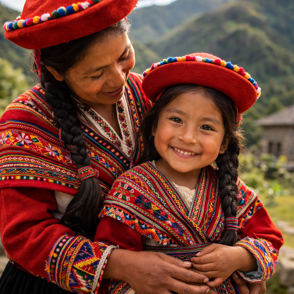 Misminay mother and daughter in traditional clothing